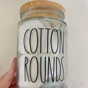 Unused Rae Dunn Cotton Rounds Pad Glass Container